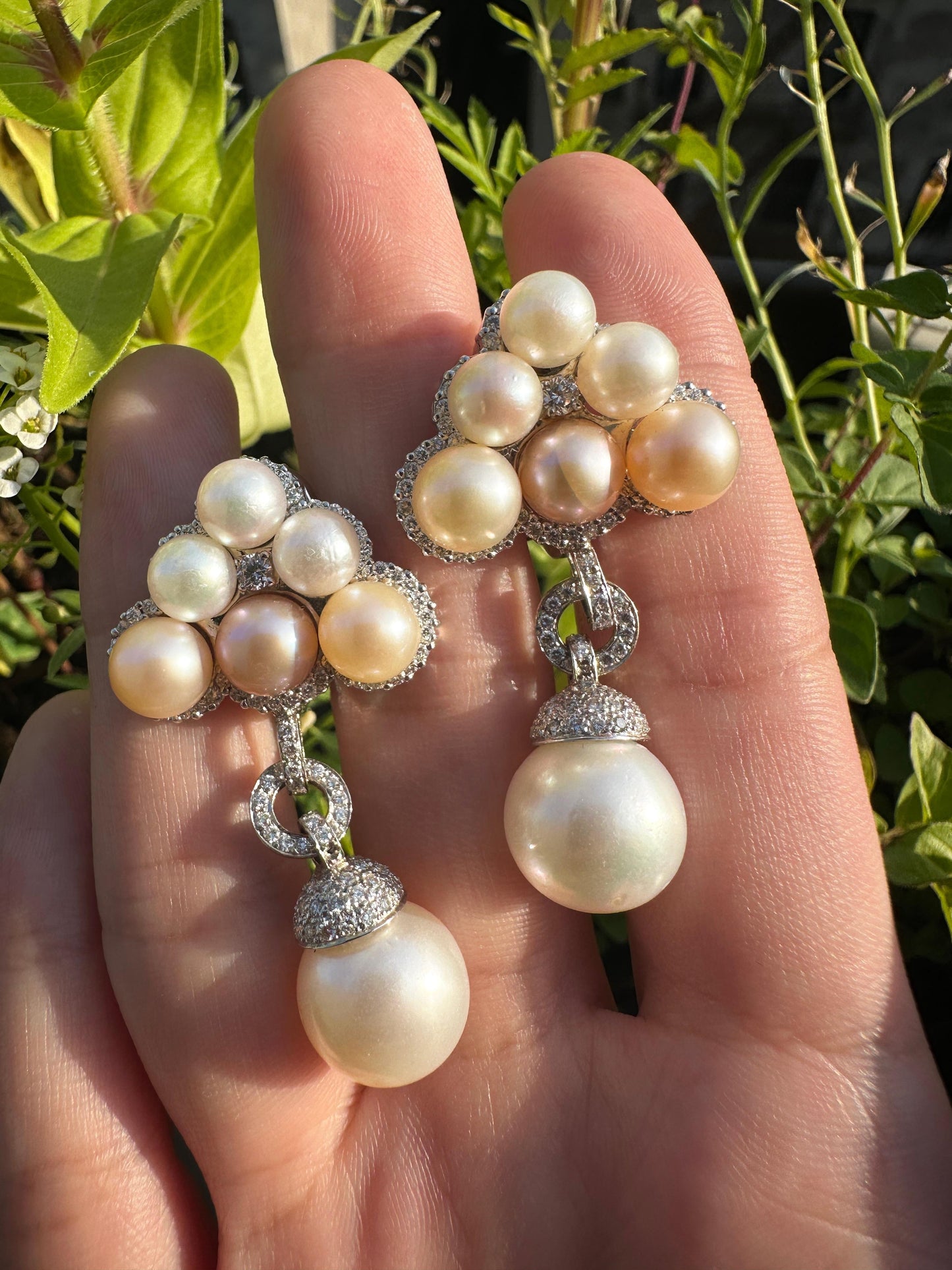 18K Diamond and Pearl Earrings