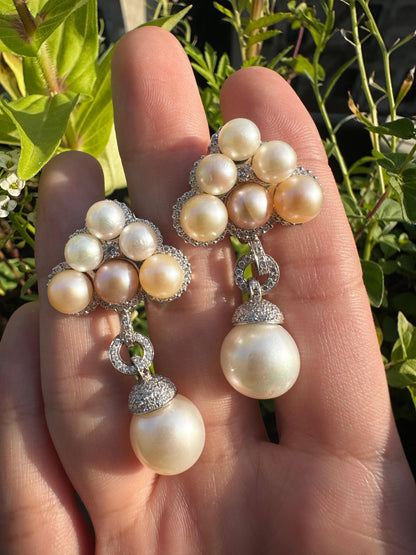 18K Diamond and Pearl Earrings