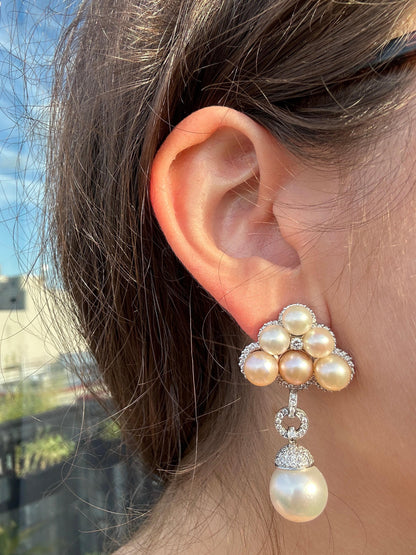 18K Diamond and Pearl Earrings