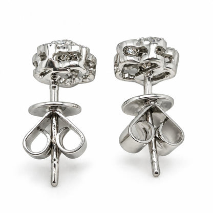 18K White Gold .28 Carat Diamond Flower Studs