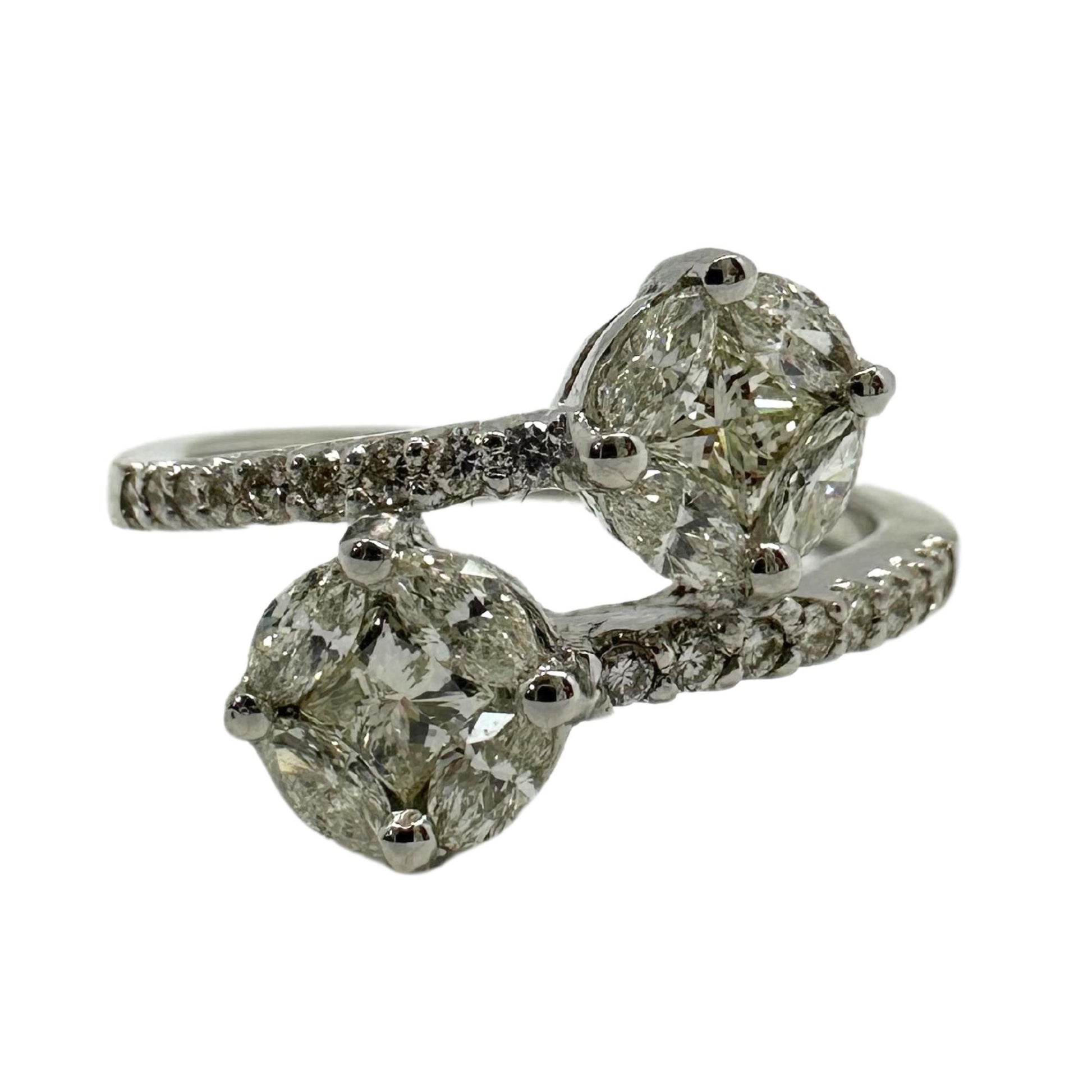 18k White Gold Marquise Cut Diamond Bypass Ring