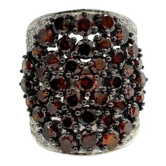 18K White Gold White and Brown Diamond Wide Band Ring