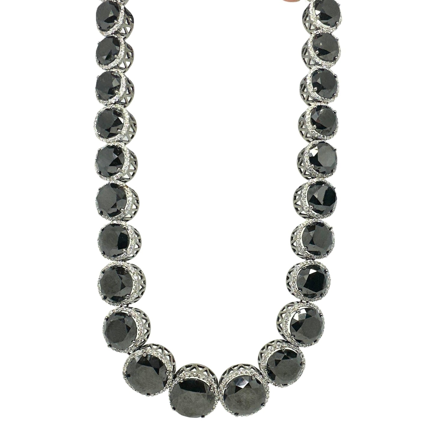 18k Black and White Diamond Choker Necklace