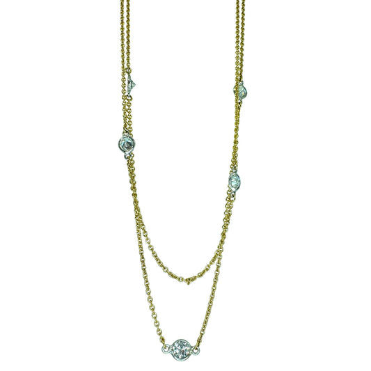 14k Diamond by the Yard Long Chain