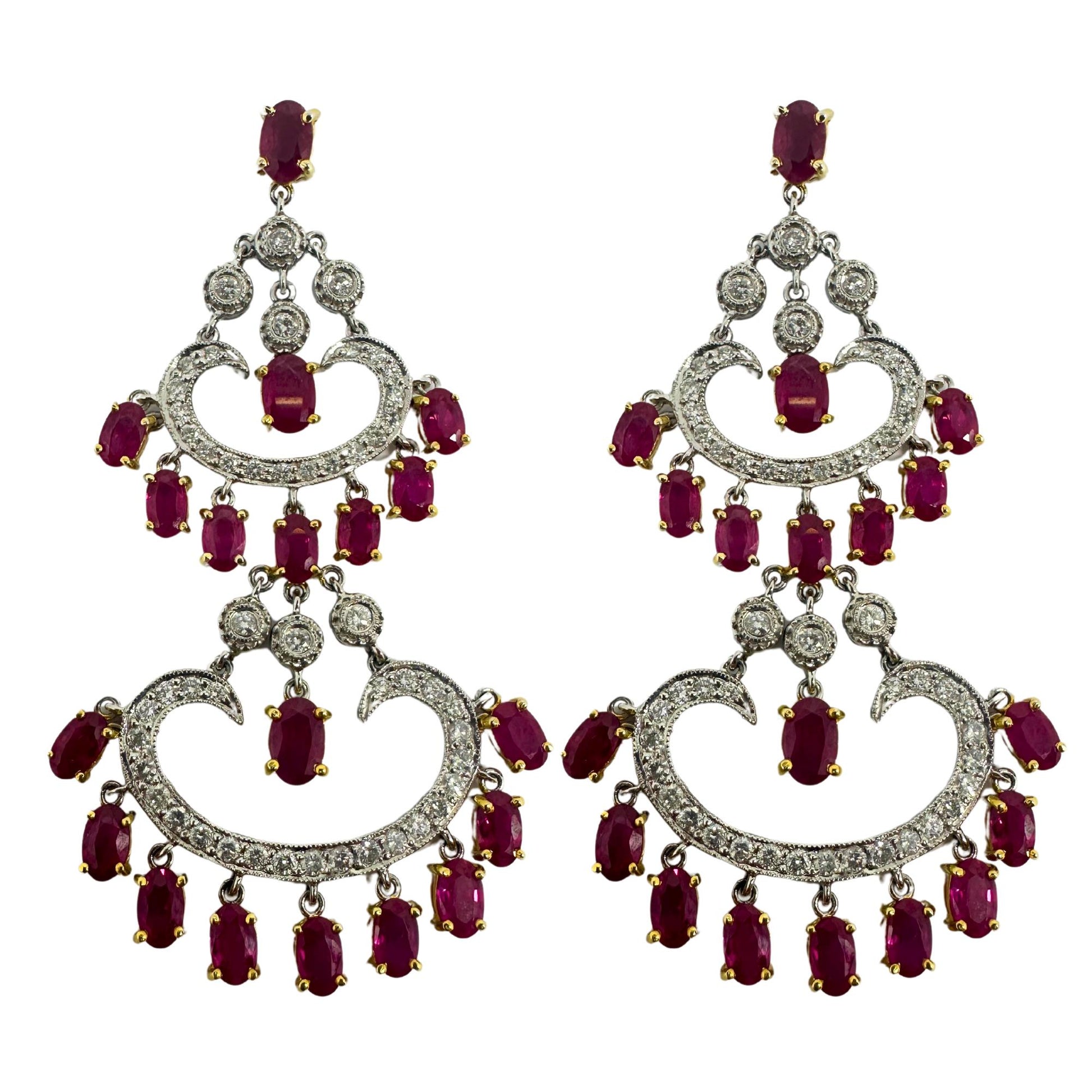 14k Diamond and Ruby Earrings