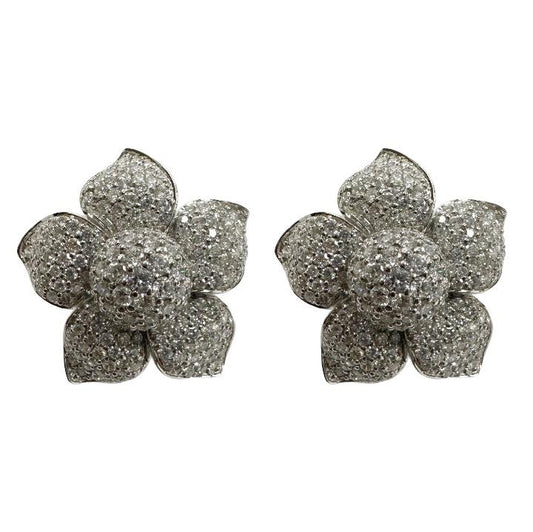 18k Floral Diamond Ear Clips