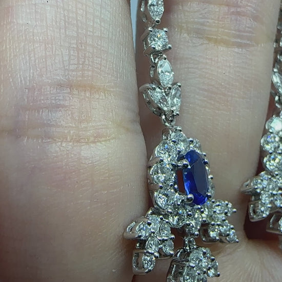 18k Diamond and Sapphire Earrings