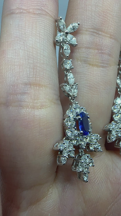 18k Diamond and Sapphire Earrings