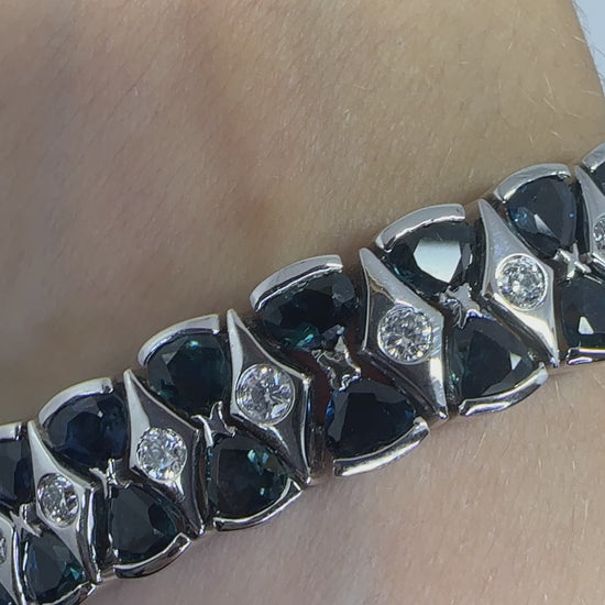 18K White Gold Diamond and Sapphire Bracelet