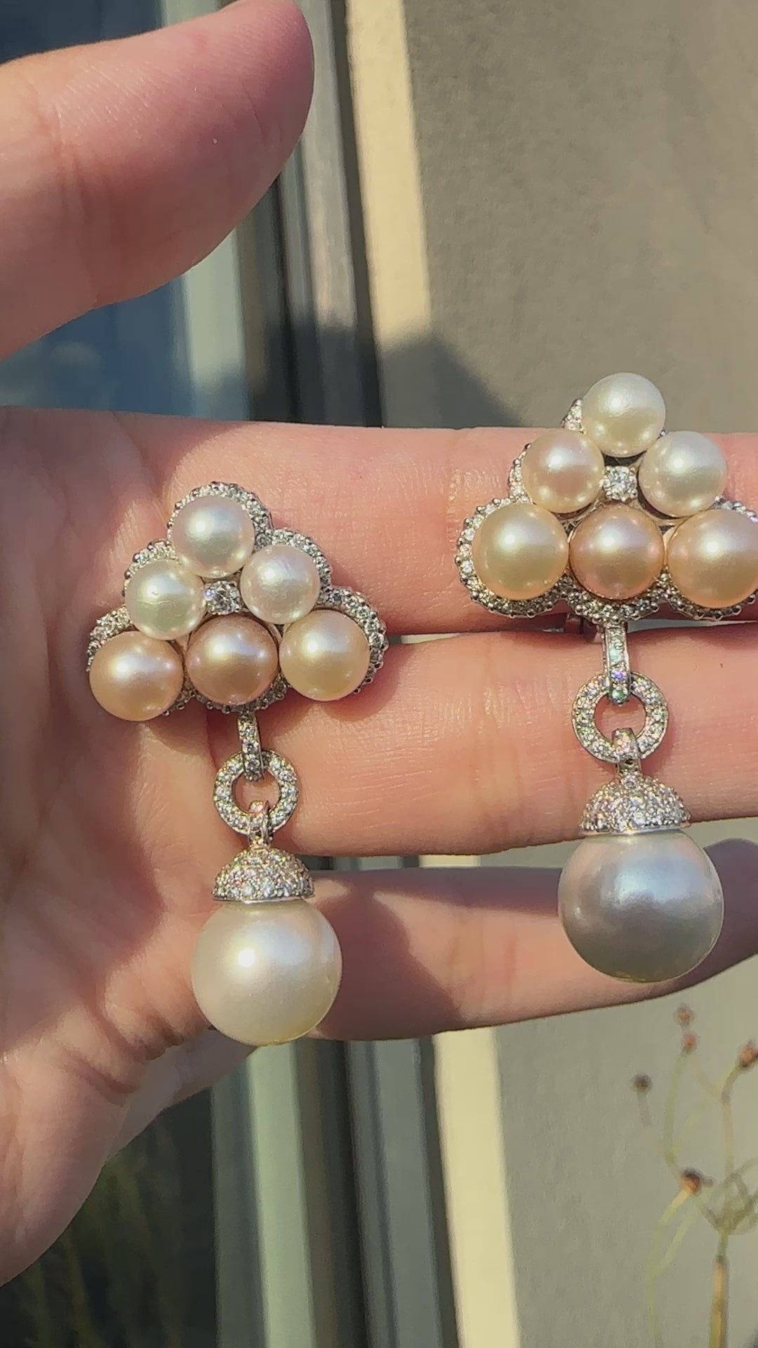 18K Diamond and Pearl Earrings