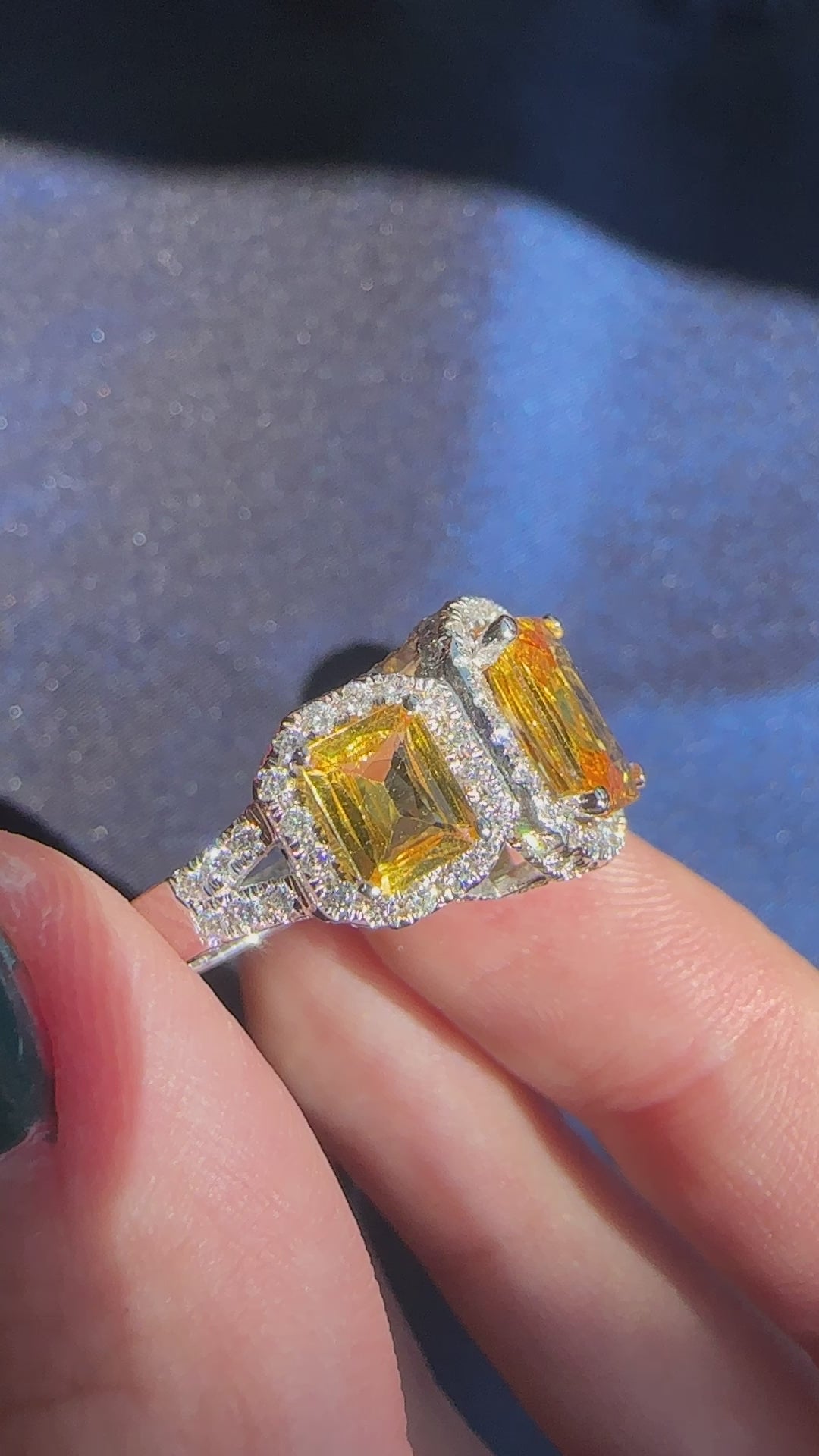 18k Diamond and Yellow Sapphire Three Stone Ring