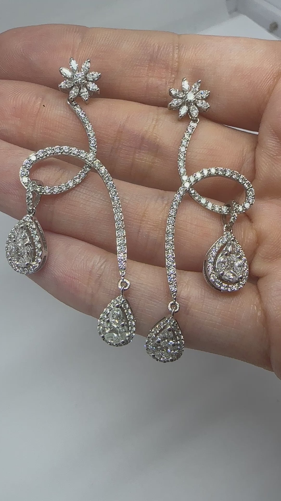 18k Marquise and Pear Cut Diamond Earrings