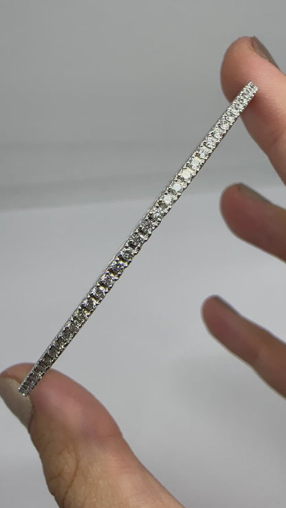 14K White Gold Diamond Bangle