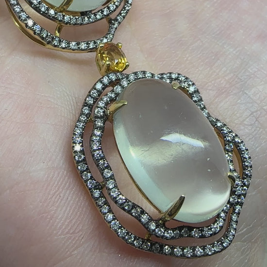 Vintage Inspired 18K Yellow Gold Diamond, Yellow Sapphire and Moonstone Necklace