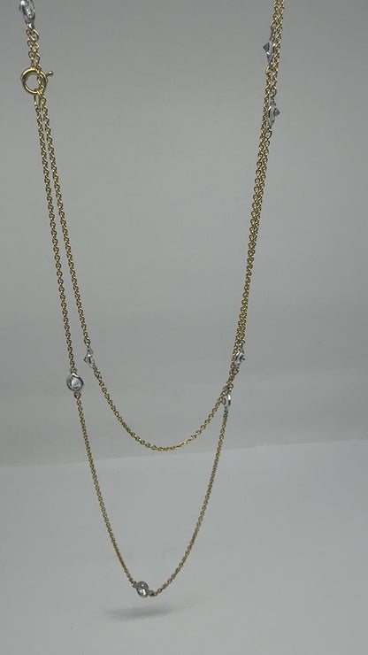 14k Diamond by the Yard Long Chain