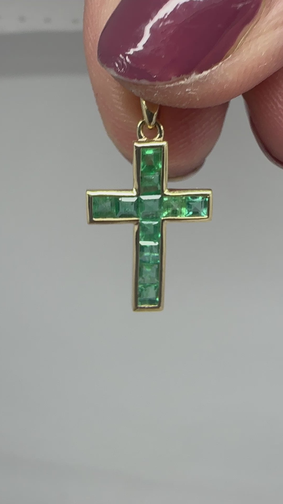 14K 0.65 Carat Emerald Cross Pendant