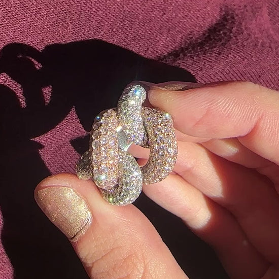18k Pink and White Diamond Crossover Ring