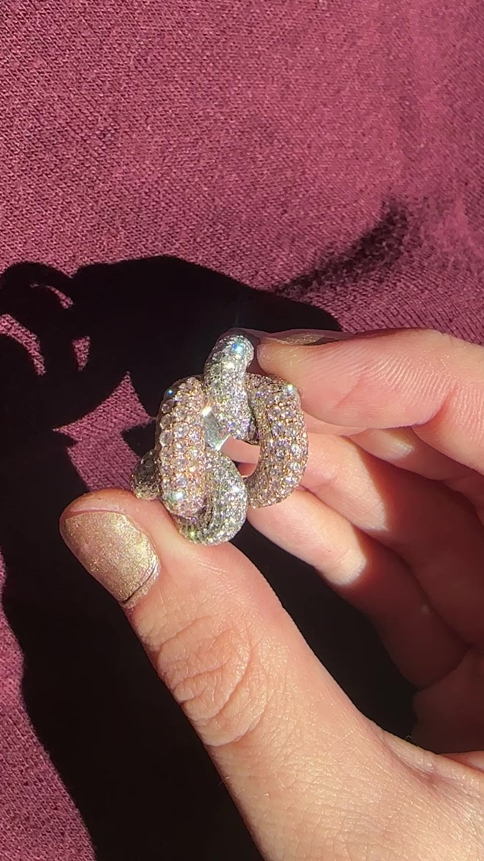 18k Pink and White Diamond Crossover Ring