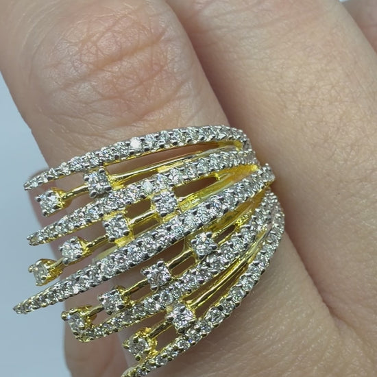 18K Yellow Gold 1.10 Carat Diamond Cocktail Ring - Size 6.50
