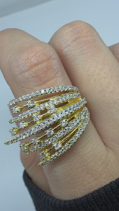 18K Yellow Gold 1.10 Carat Diamond Cocktail Ring - Size 6.50