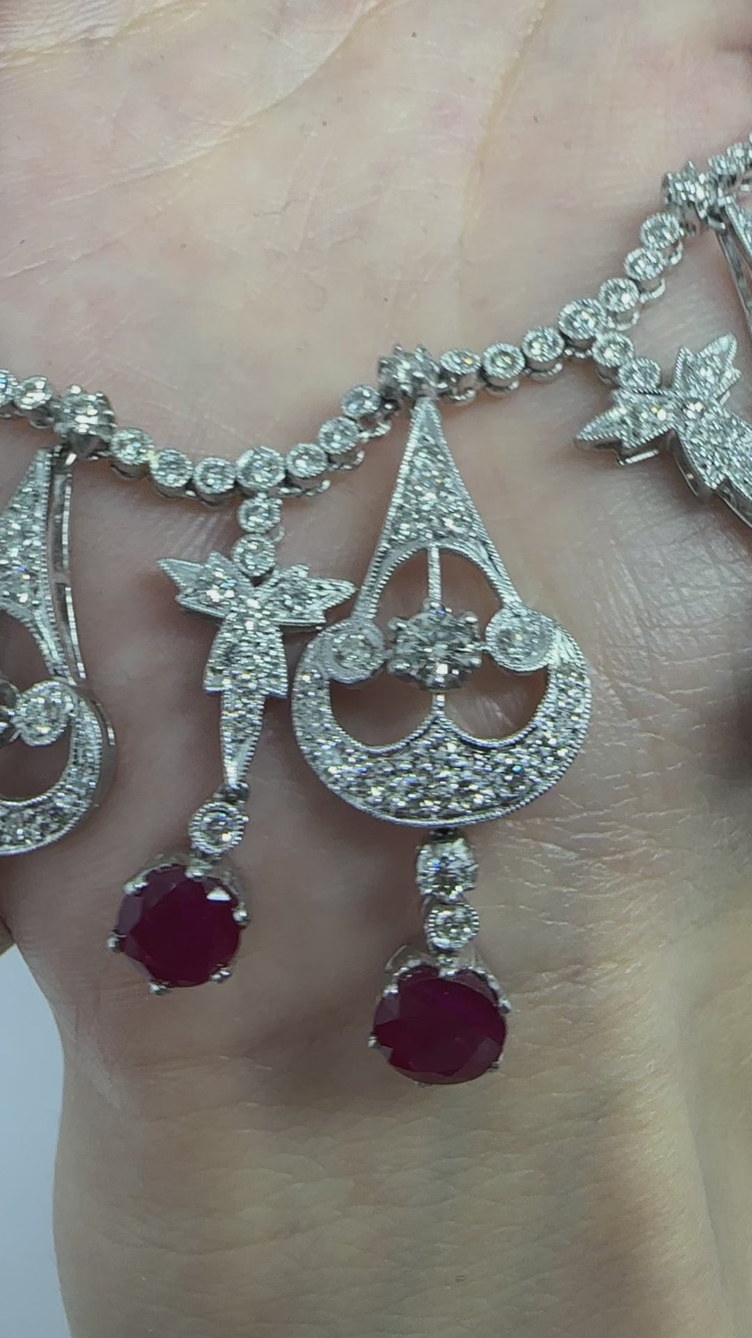 Platinum Round Cut 20.07 Carat Ruby and Diamond Necklace