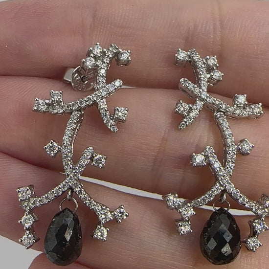 18k Black and White Diamond Earrings