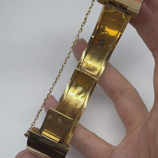 Victorian French 18K Yellow Gold .75 Carat Rose Cut Diamond Bangle