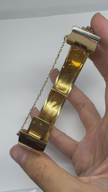 Victorian French 18K Yellow Gold .75 Carat Rose Cut Diamond Bangle