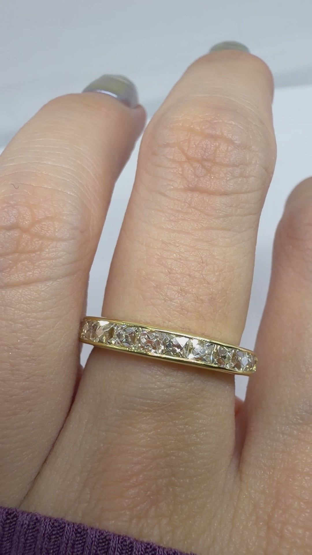 18K Yellow Gold 1.57 Carat Repurposed French Cut Diamond Band - Size 7