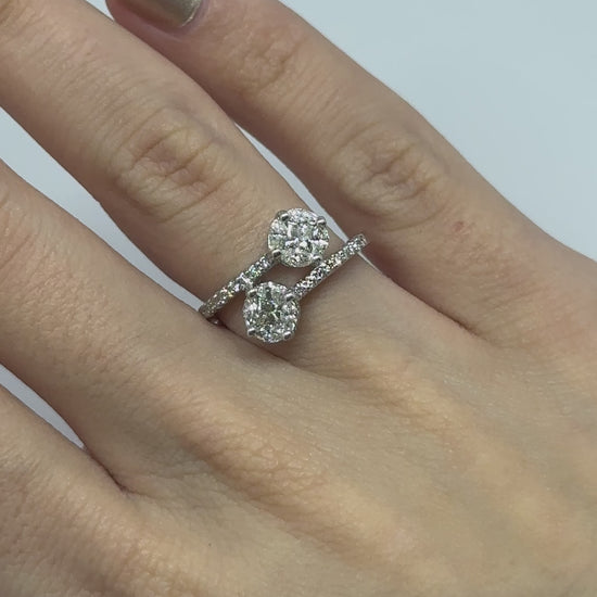 18k White Gold Marquise Cut Diamond Bypass Ring