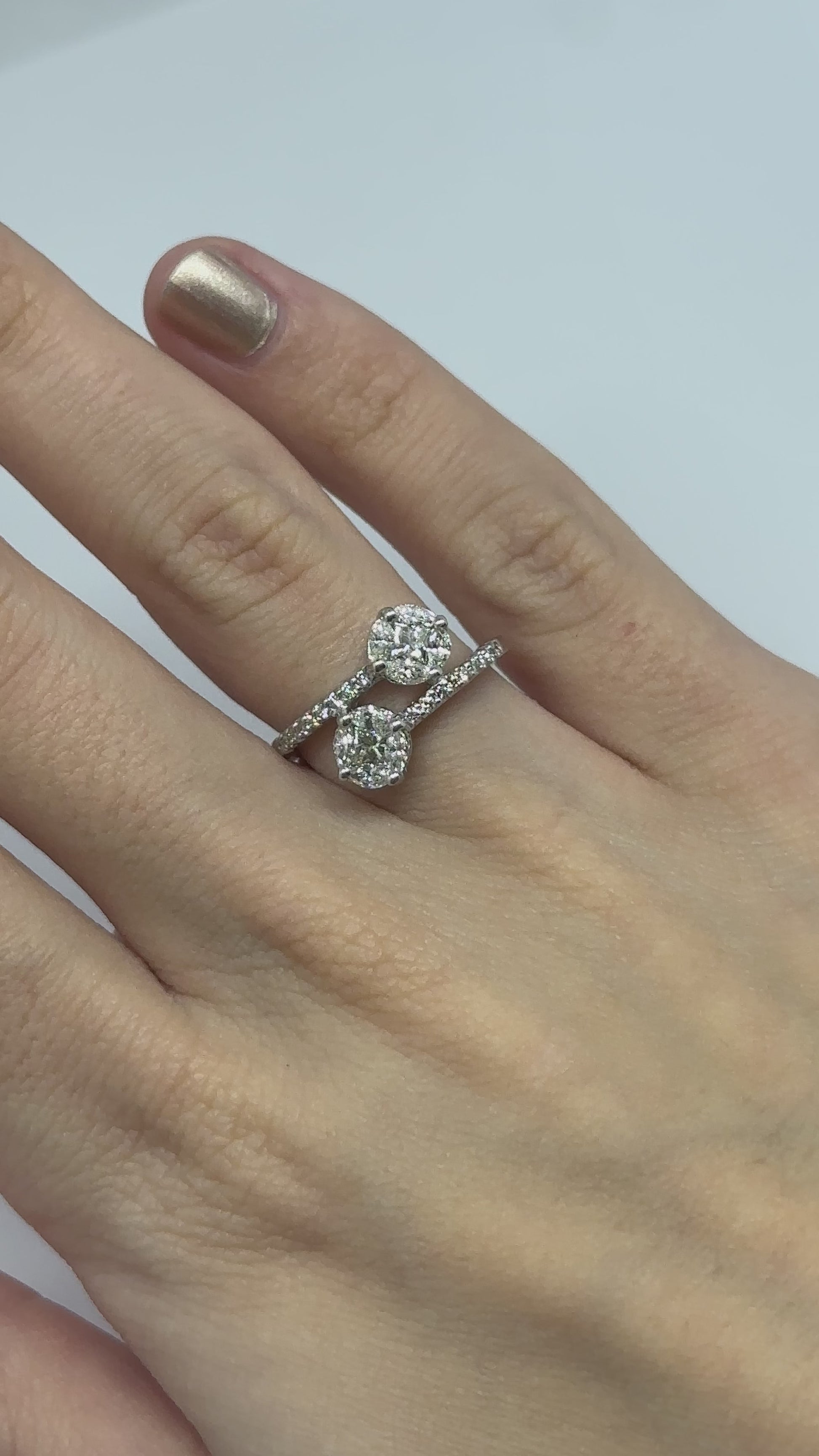 18k White Gold Marquise Cut Diamond Bypass Ring