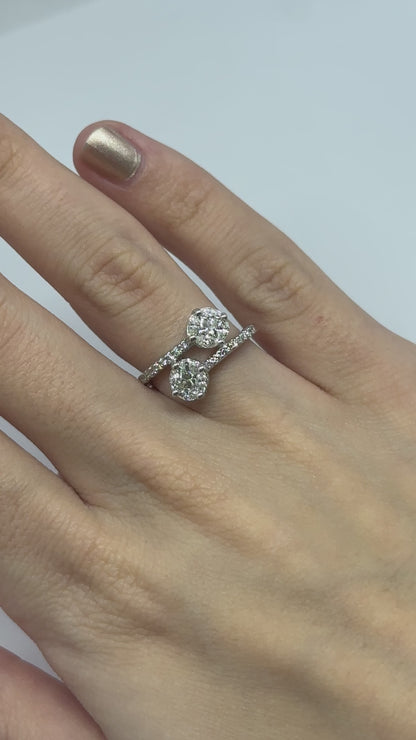 18k White Gold Marquise Cut Diamond Bypass Ring