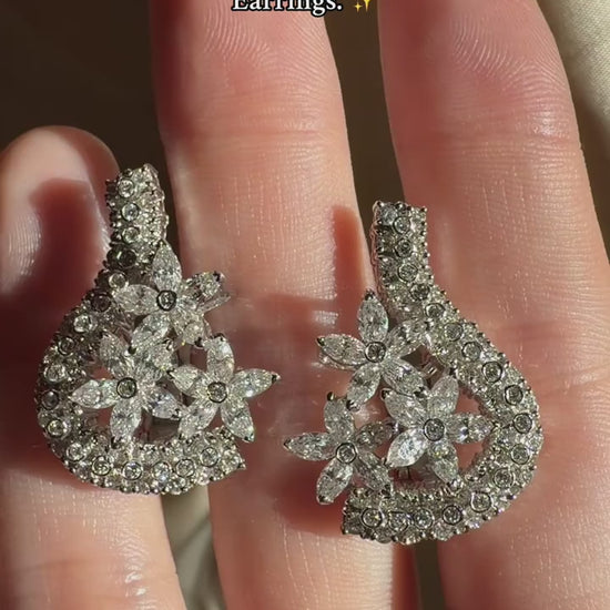 18K White Gold 5.52 Carat Marquise Cut Diamond Earrings