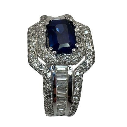 18k Diamond and Sapphire Ring