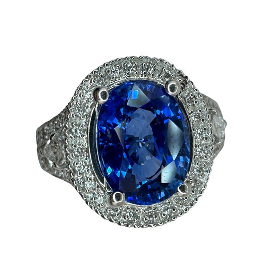 18k Diamond and Sapphire Ring