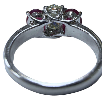 18k Diamond and Ruby Three Stone Ring