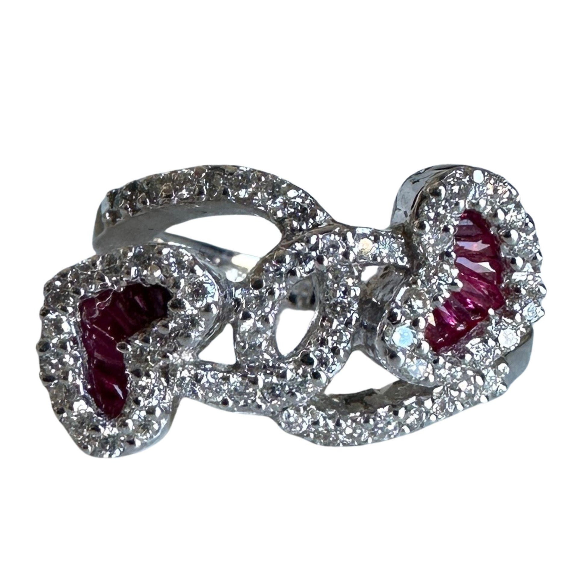 18k Diamond and Ruby Heart Ring