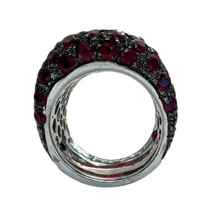 18k Black Diamond, African Ruby and Ruby Ring