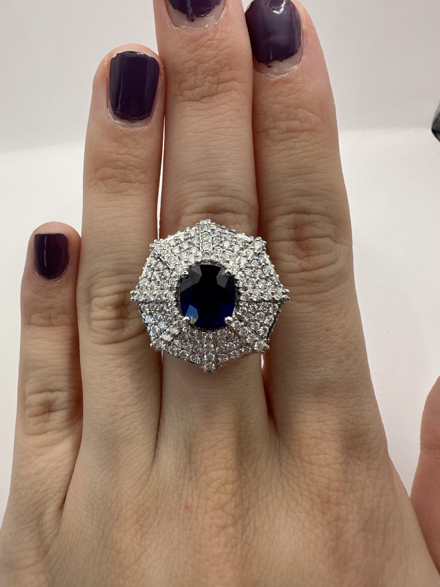 18k Diamond and Sapphire Ring