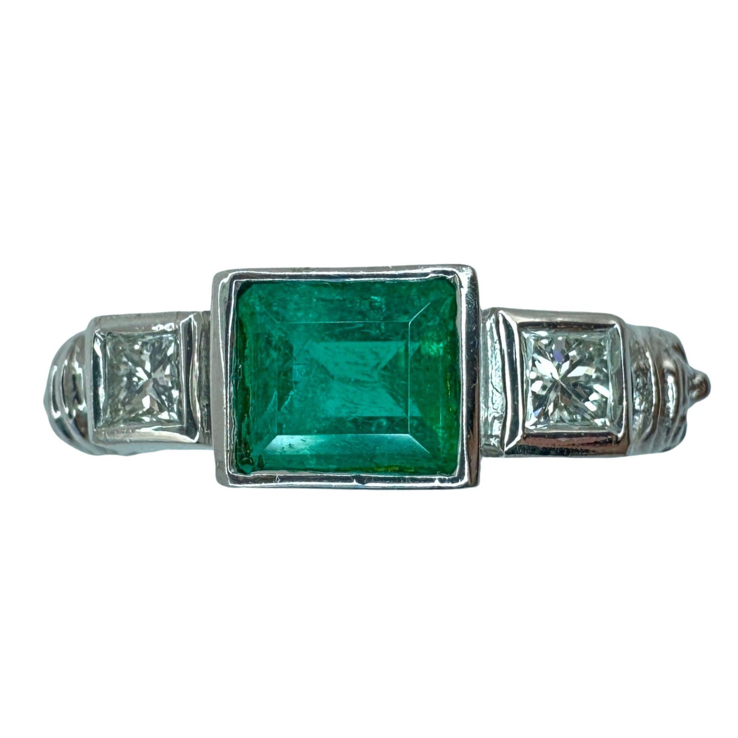 18k Diamond and Emerald Ring