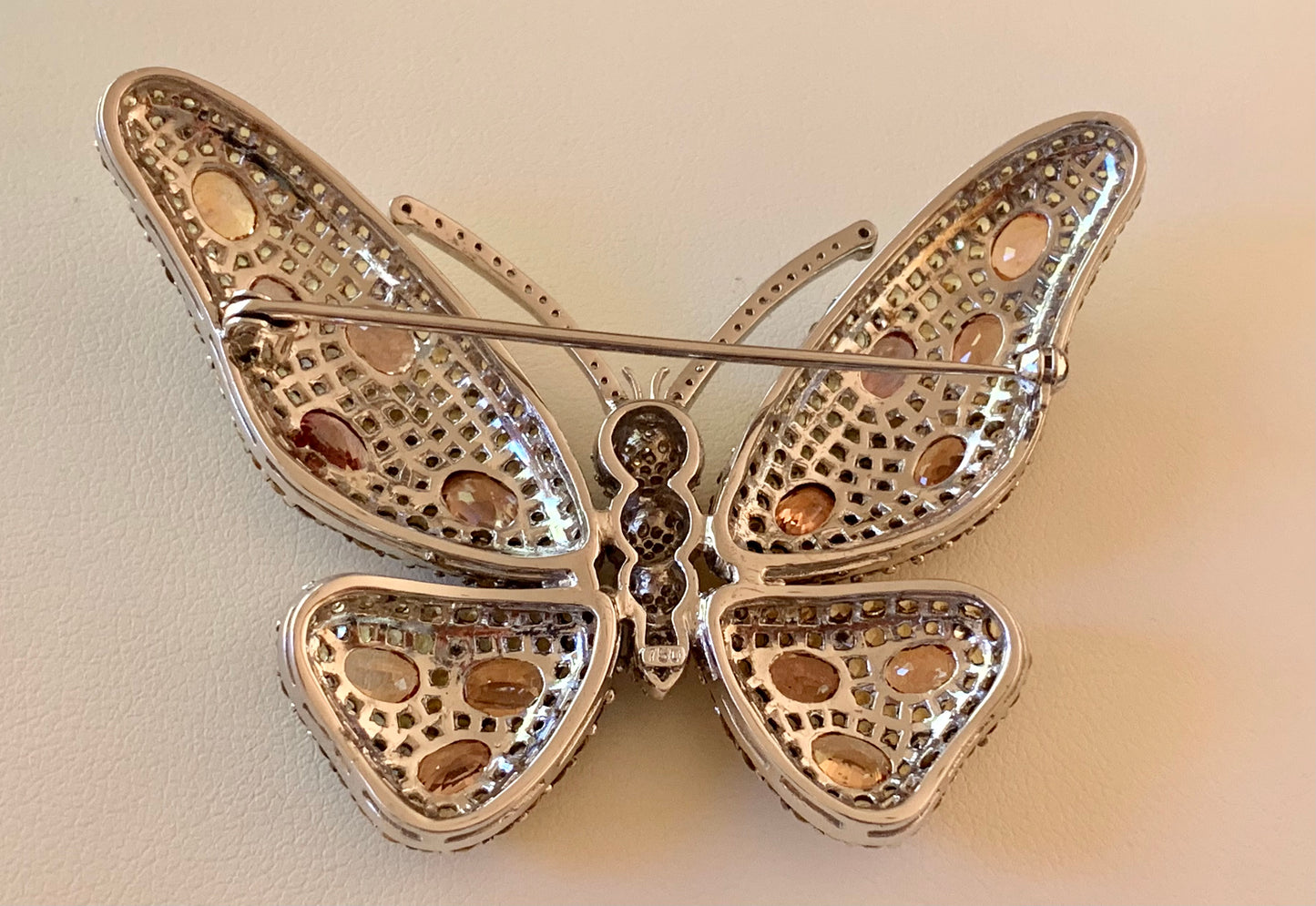 18k Diamond and Yellow Sapphire Butterfly Brooch