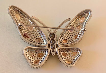 18k Diamond and Yellow Sapphire Butterfly Brooch