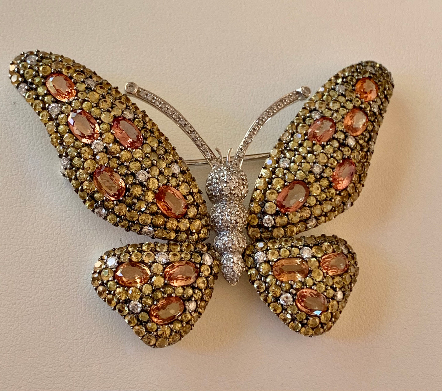 18k Diamond and Yellow Sapphire Butterfly Brooch